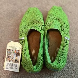 Brand new Lime Green TOMS Crochet shoes